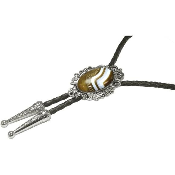 Bolo Tie Natural Colors Stone Brown Stone - Picture 5 of 6